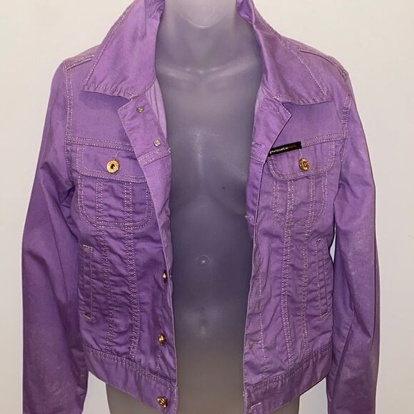 Parasuco Jeans Violet Lavender Purple Denim Jacket Vintage size medium M - Picture 3 of 10